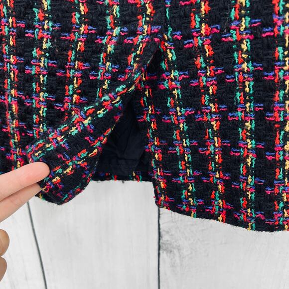 Easy Pieces US 6 American VINTAGE Wool Blend Black Neon Tweed Mini Pencil Skirt - Picture 4 of 9